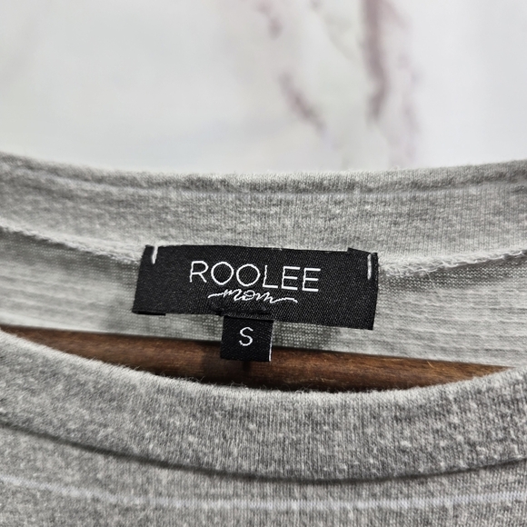 Roolee Dress Womens Small Gray White Striped T Shirt Long Sleeve Zip Pockets - Picture 3 of 14